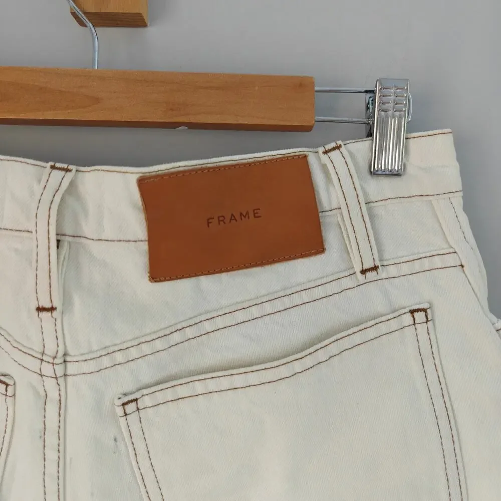 NWT FRAME Le Italien Bermuda Denim Shorts Blanc Cream Size 27 $288